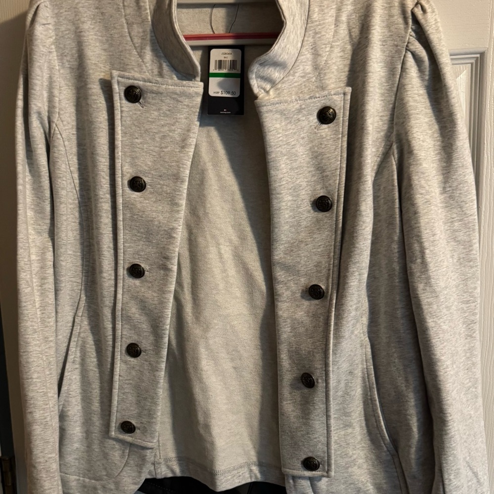 Tommy Hilfiger Heather Gray Coat with Dark Buttons